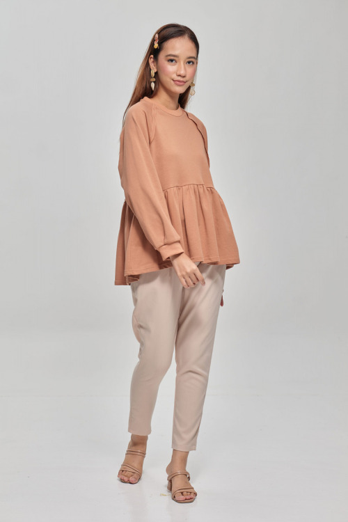 Brown Fiona Peplum Sweatshirt