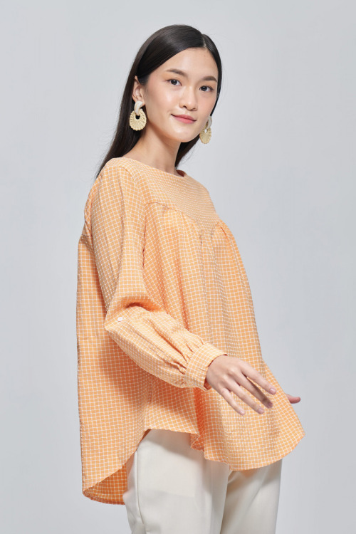 Orange Penelope Cotton Crepe Blouse