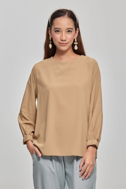 Brown Tya Premium Crepe Blouse
