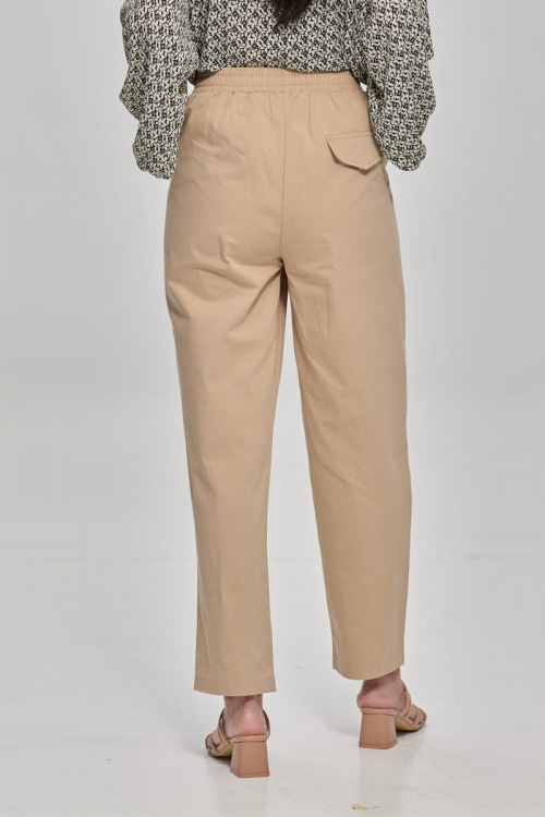 Beige Adele Cotton Pants