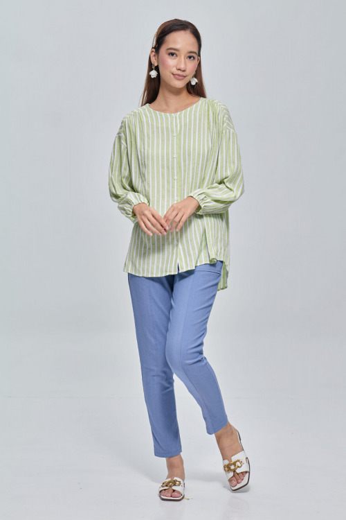 Green Valerie Textured Cotton Shirt