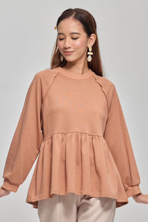 Brown Fiona Peplum Sweatshirt