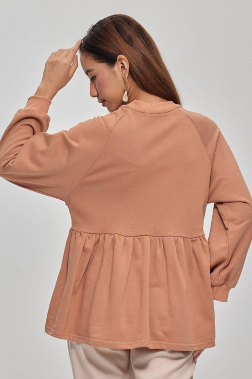 Brown Fiona Peplum Sweatshirt