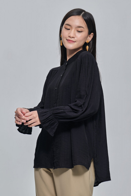 Black Yasmeen Cotton Viscose Shirt