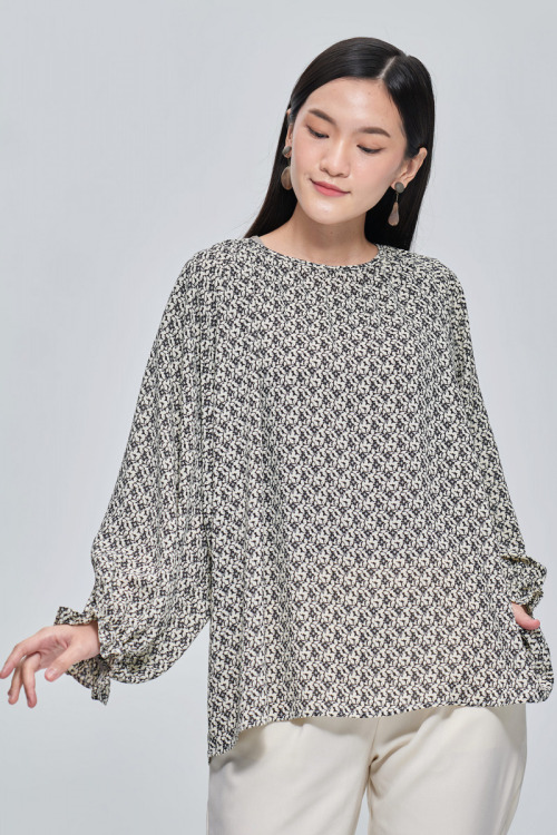 Black Raina Silk Soft Chiffon Blouse