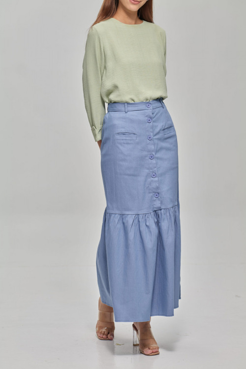 Light Blue Alyssa Denim Button Mermaid Skirt