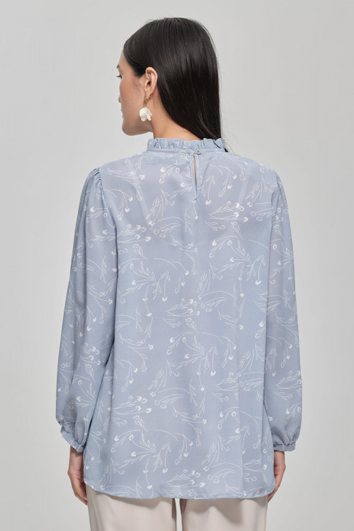 Blue Dalia Abstract Printed Blouse