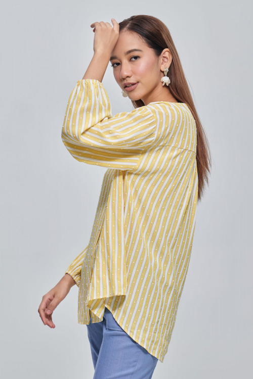Yellow Valerie Textured Cotton Shirt