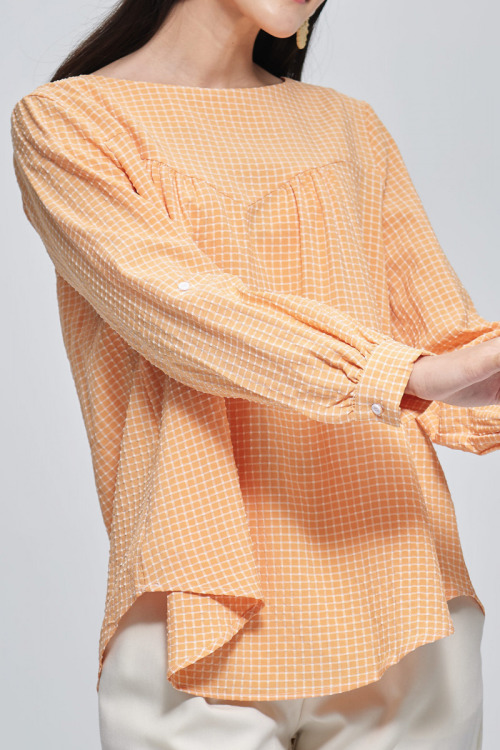 Orange Penelope Cotton Crepe Blouse