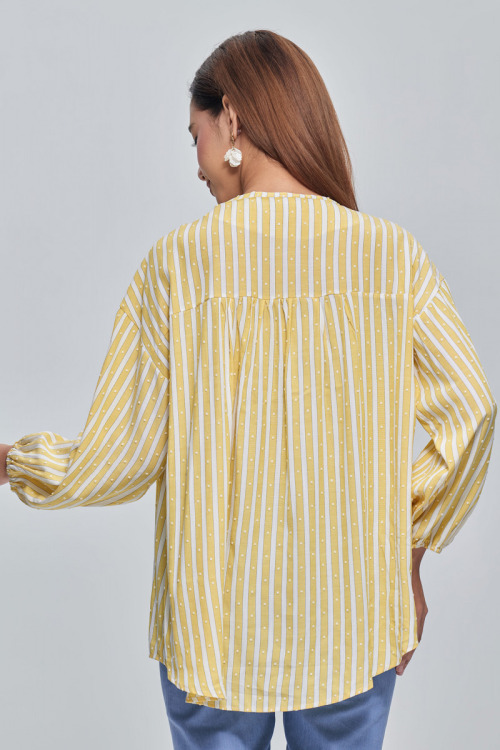 Yellow Valerie Textured Cotton Shirt