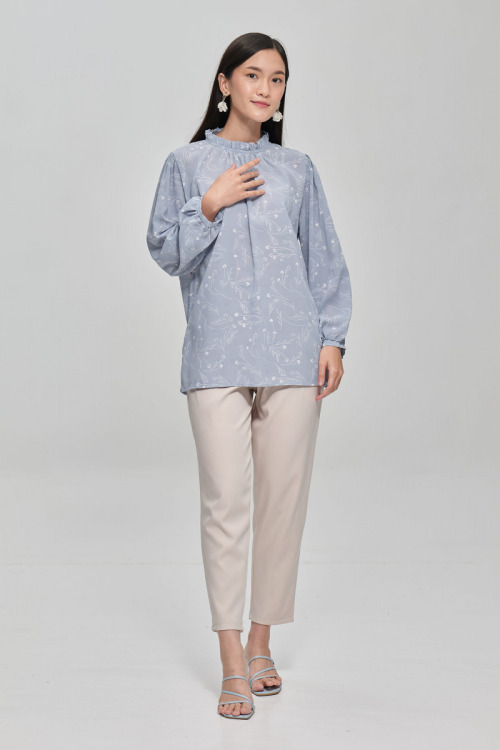 Blue Dalia Abstract Printed Blouse