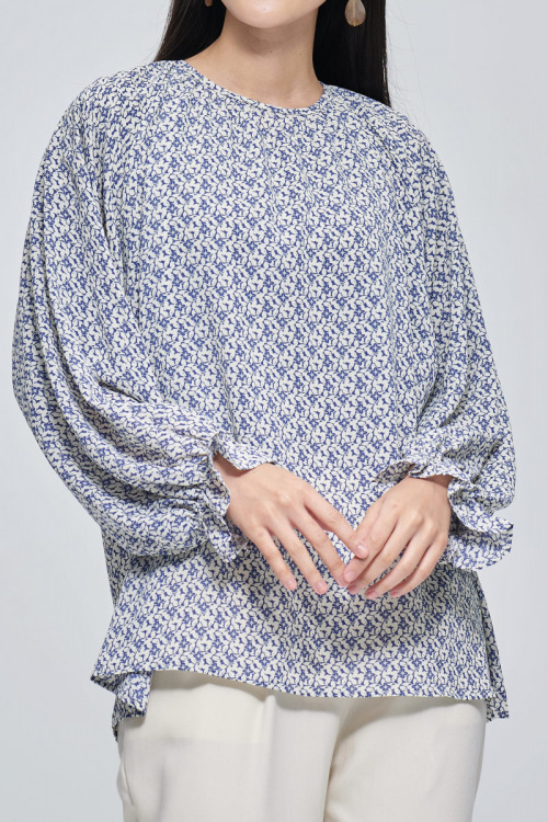 Blue Raina Silk Soft Chiffon Blouse