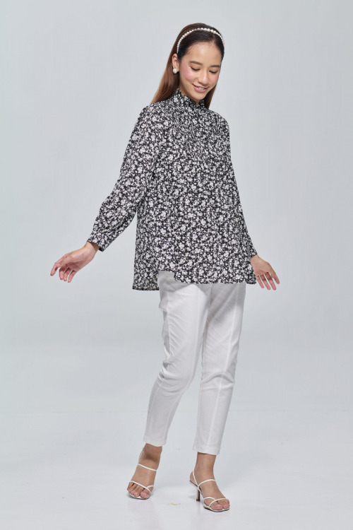 Black Alana Floral Printed Shirt