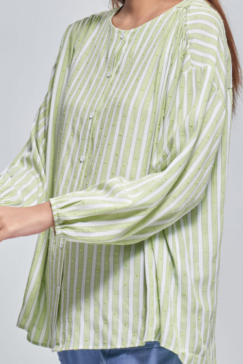 Green Valerie Textured Cotton Shirt