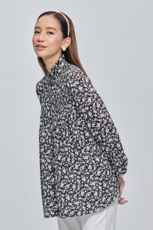 Black Alana Floral Printed Shirt