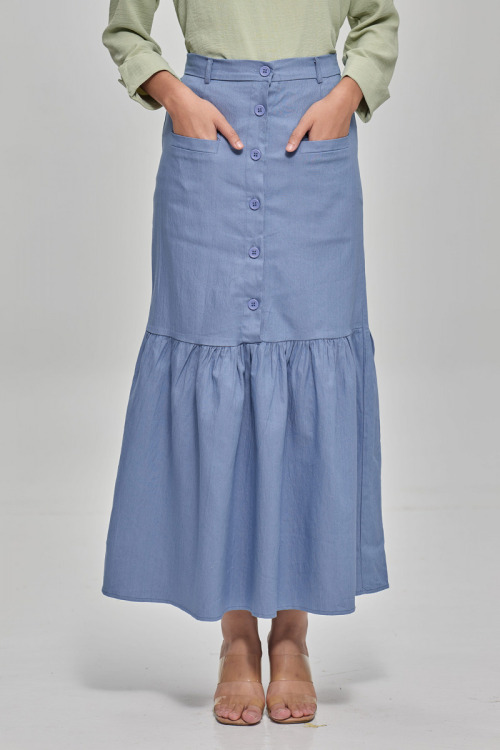 Light Blue Alyssa Denim Button Mermaid Skirt