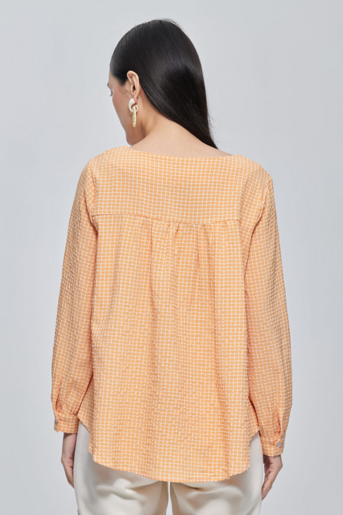 Orange Penelope Cotton Crepe Blouse