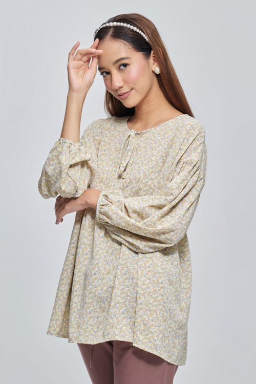 Pastel Yellow Erica Floral Peplum Blouse