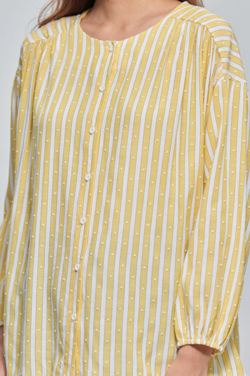 Yellow Valerie Textured Cotton Shirt