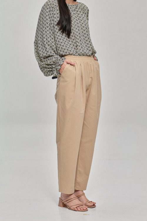Beige Adele Cotton Pants