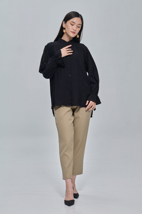 Black Yasmeen Cotton Viscose Shirt