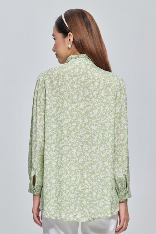 Green Alana Floral Printed Shirt