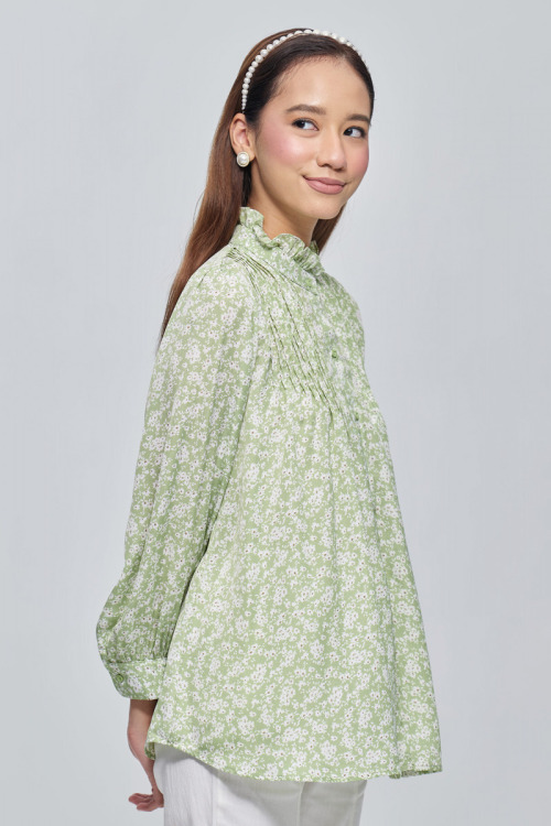 Green Alana Floral Printed Shirt