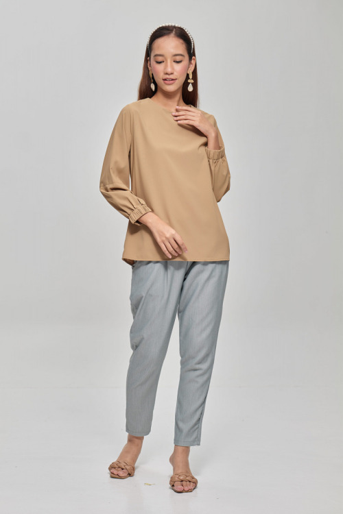 Brown Tya Premium Crepe Blouse