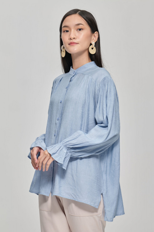 Blue Yasmeen Cotton Viscose Shirt