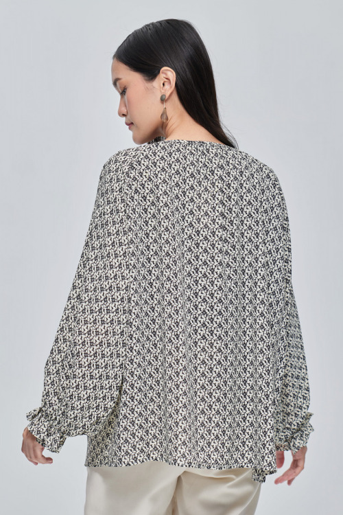 Black Raina Silk Soft Chiffon Blouse