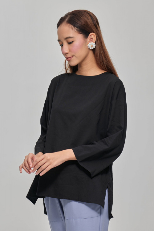 Black Carly Cotton Top
