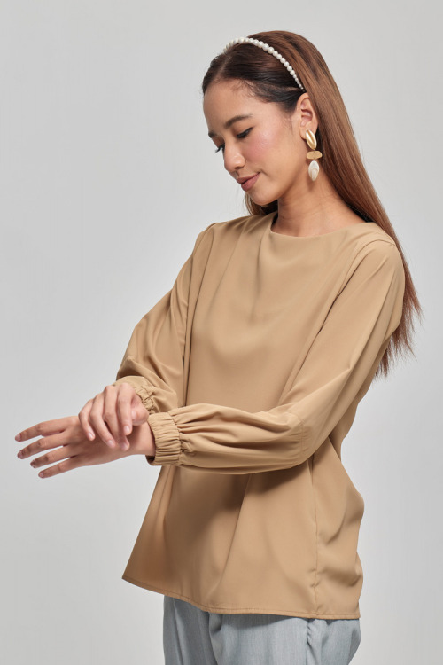Brown Tya Premium Crepe Blouse