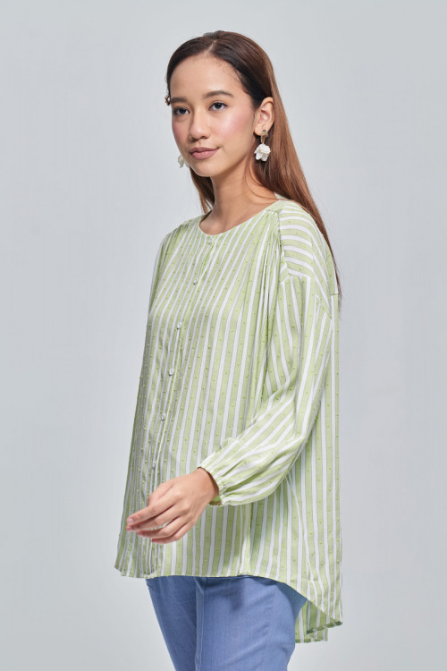 Green Valerie Textured Cotton Shirt