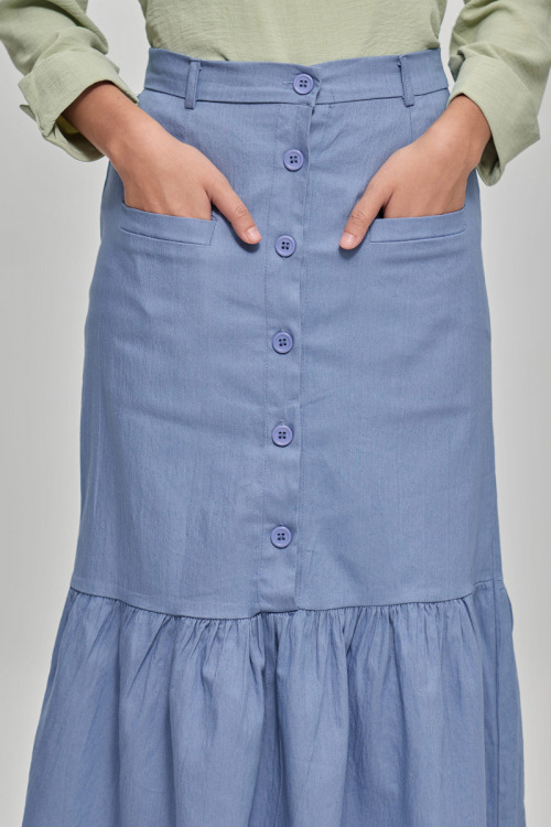 Light Blue Alyssa Denim Button Mermaid Skirt