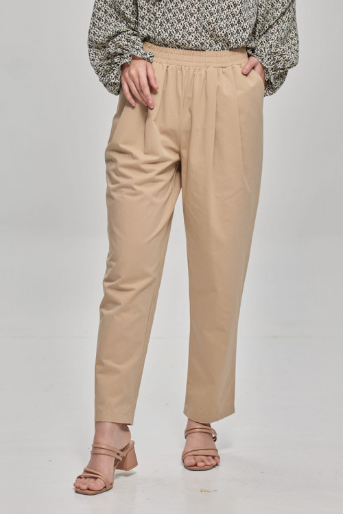 Beige Adele Cotton Pants