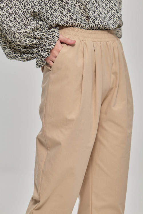 Beige Adele Cotton Pants