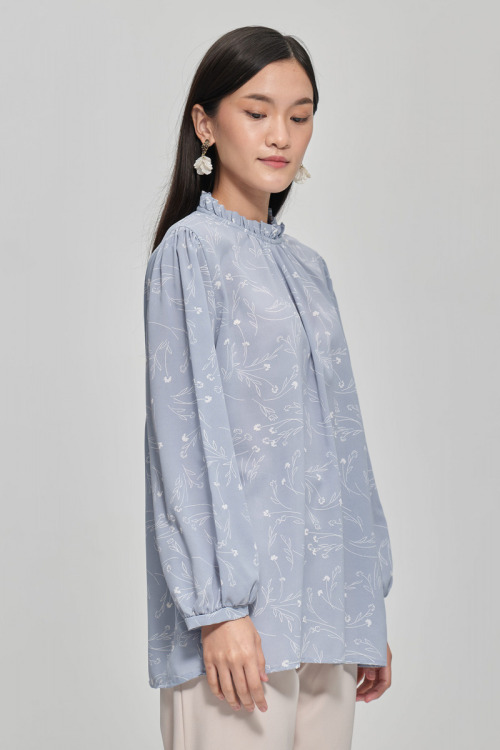 Blue Dalia Abstract Printed Blouse