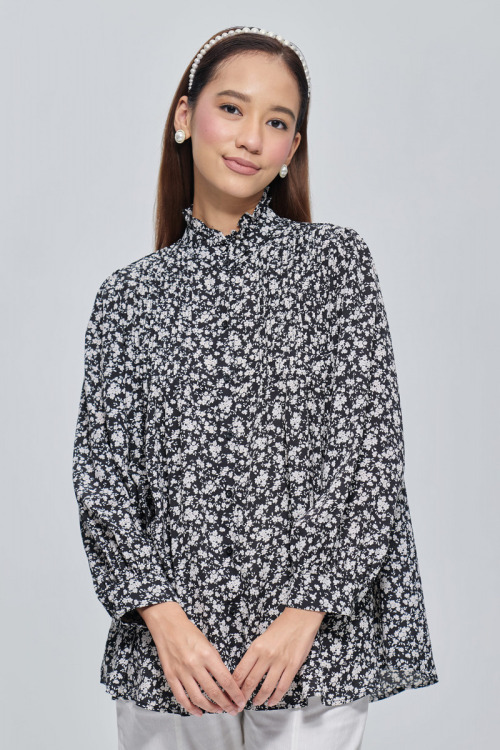 Black Alana Floral Printed Shirt