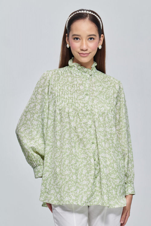 Green Alana Floral Printed Shirt