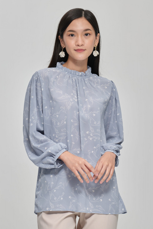 Blue Dalia Abstract Printed Blouse