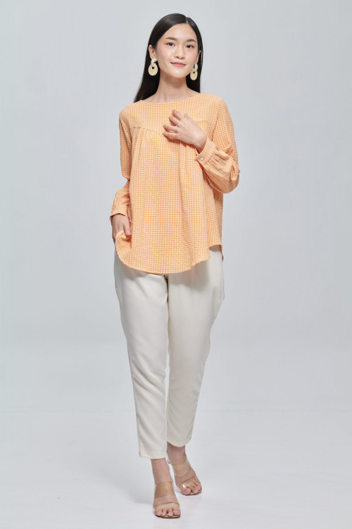Orange Penelope Cotton Crepe Blouse