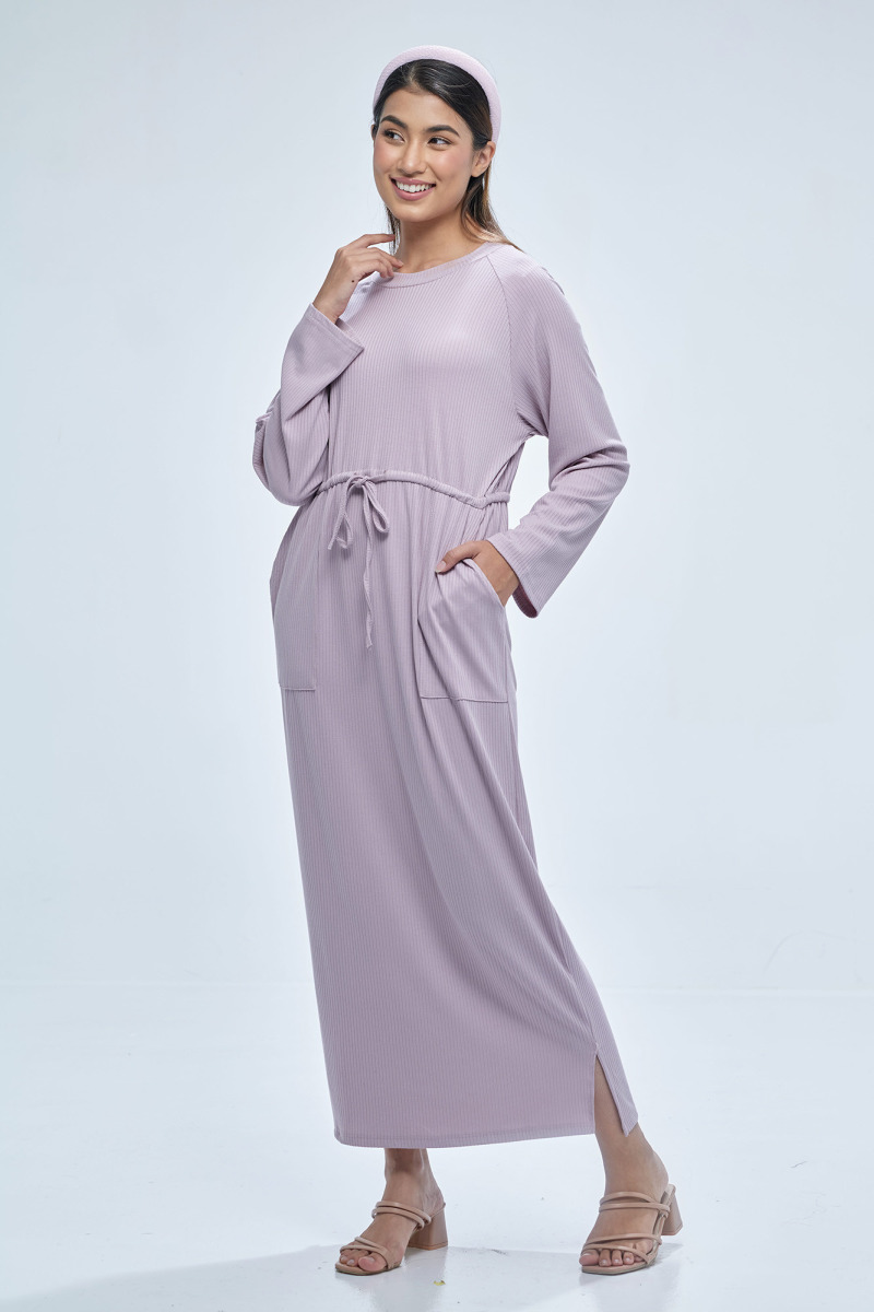 Thistle Purple Lana Ribbon Tie Knit Dress