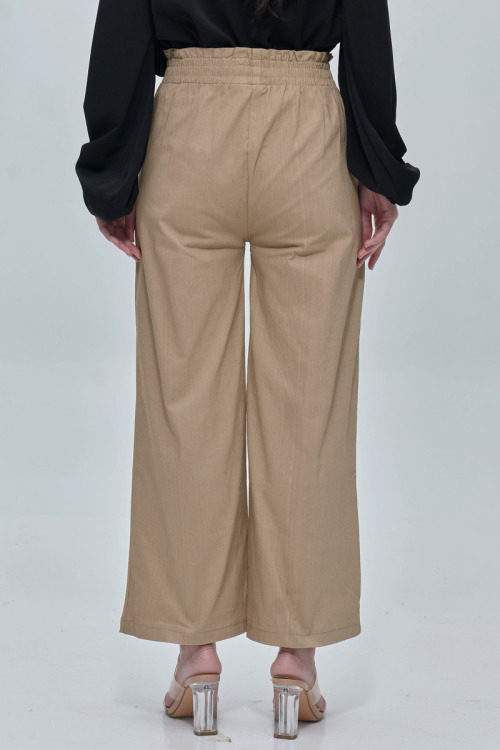 Beige Clara Denim Wide Leg Pants