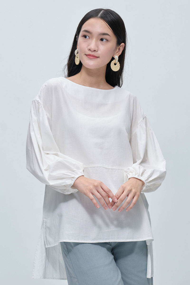 High low white blouse outlet