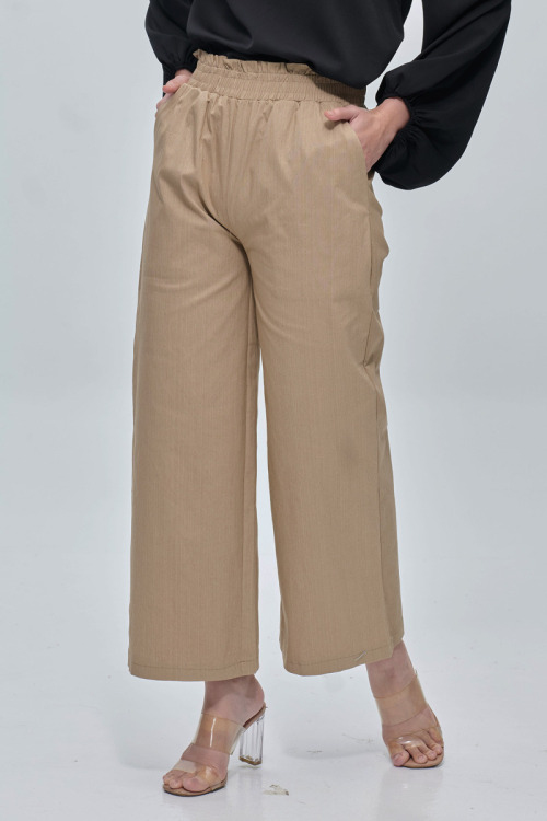 Beige Clara Denim Wide Leg Pants