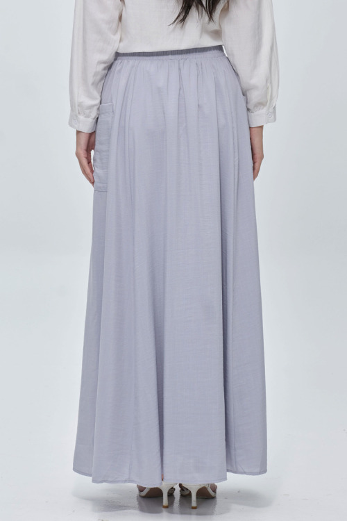 Light Grey Dahlia Flowy Long Skirt
