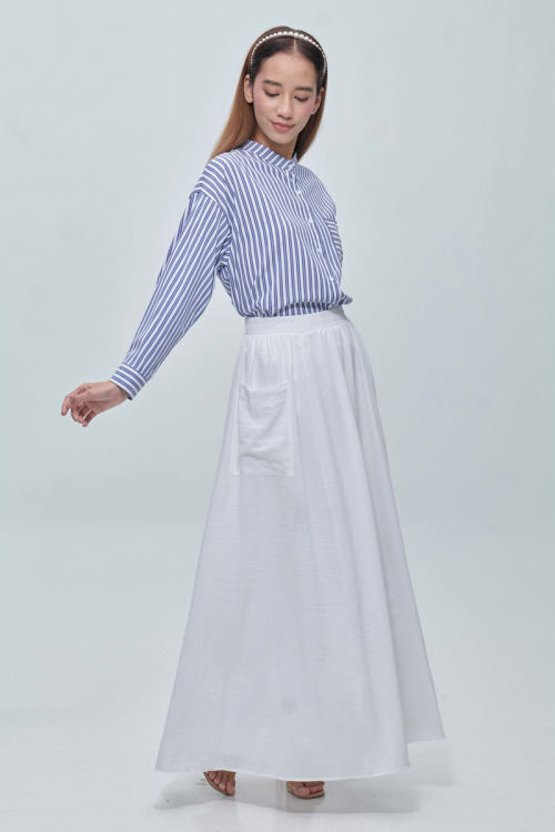 White Dahlia Flowy Long Skirt