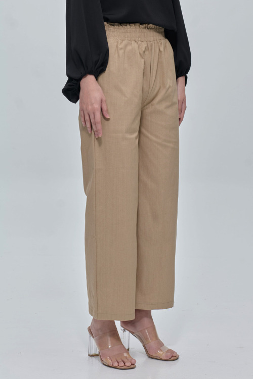 Beige Clara Denim Wide Leg Pants