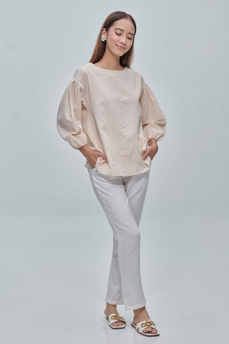 Beige Joselyn Balloon Sleeve Blouse