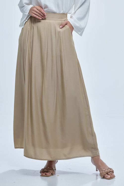 Dusty Yellow Gracyn Cotton Silk Skirt